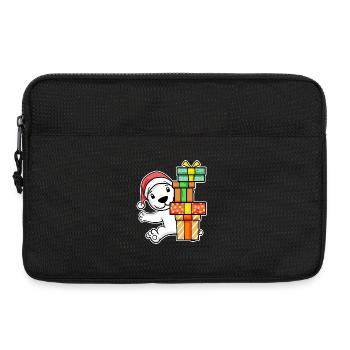 Eisbär mit Weihnachtsmütze und Weihnachtsgeschenk - Laptoptasche 13" - Schwarz - Vorne