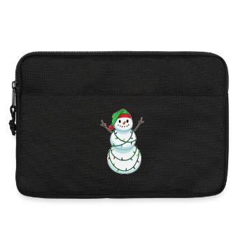 Bonhomme de neige Noël guirlandes lumineuses - Sacoche pour ordinateur portable 13 pouces - noir - Devant