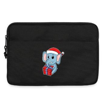 Éléphant avec chapeau de Noël - Sacoche pour ordinateur portable 13 pouces - noir - Devant