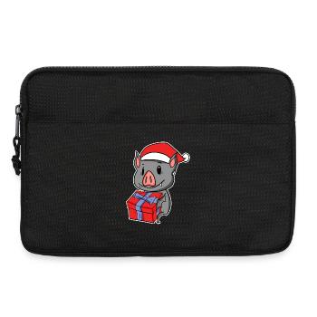 Chauve-souris avec bonnet de Père Noël - Noël - Sacoche pour ordinateur portable 13 pouces - noir - Devant