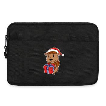 Bison mit Weihnachtsmütze und Weihnachtsgeschenk - Laptoptasche 13" - Schwarz - Vorne