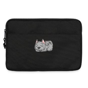 Famille Chat - Chat avec bébé - Parent isolé - Sacoche pour ordinateur portable 13 pouces - noir - Devant