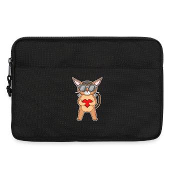 Katze mit Herz und Brille - Chausie Katze Motiv - Laptoptasche 13" - Schwarz - Vorne
