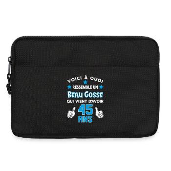 45 ans anniversaire homme cadeau drôle humour - Sacoche pour ordinateur portable 13 pouces - noir - Devant