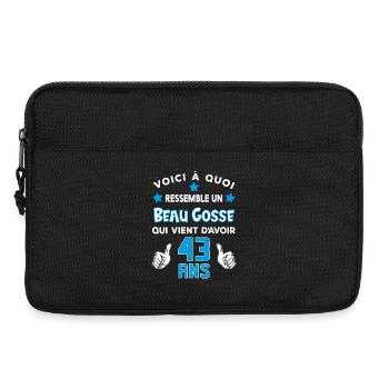 43 ans anniversaire homme cadeau drôle humour - Sacoche pour ordinateur portable 13 pouces - noir - Devant