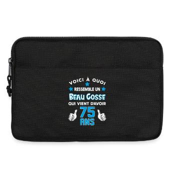 75 ans anniversaire homme cadeau drôle humour - Sacoche pour ordinateur portable 13 pouces - noir - Devant