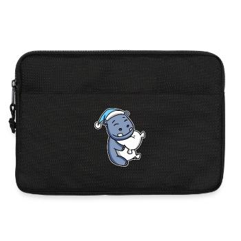 Hippopotamus with pillow and sleepy cap - Laptop bag 13" - black - Front