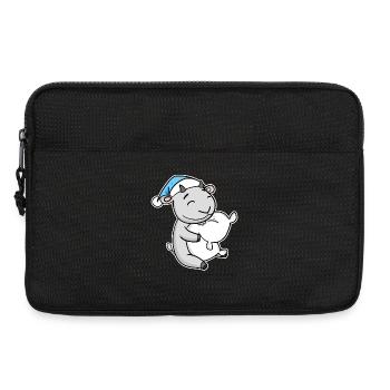 Goat with pillow and sleepy cap - Laptop bag 13" - black - Front