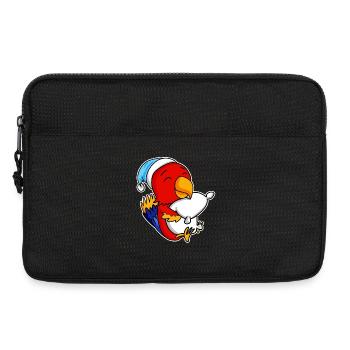 Parrot with pillow and sleepy cap - Laptop bag 13" - black - Front