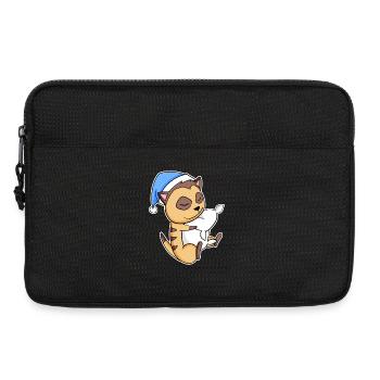 Meerkat with pillow and sleepy cap - Laptop bag 13" - black - Front