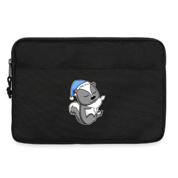 Skunk with pillow and sleepy cap - Laptop bag 13" - black - Front