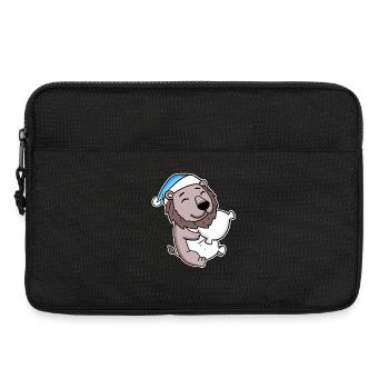 Lion with pillow and sleepy cap - Laptop bag 13" - black - Front