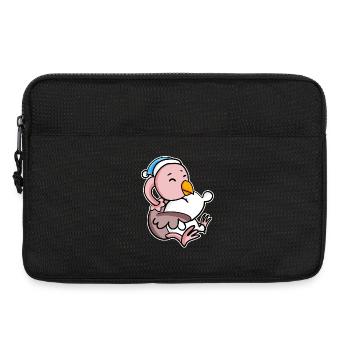 Ostrich with pillow and sleepy cap - Laptop bag 13" - black - Front