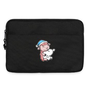 Sheep with pillow and sleepy cap - Laptop bag 13" - black - Front