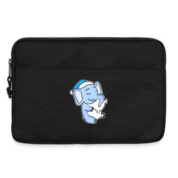 Elephant with pillow and sleepy cap - Laptop bag 13" - black - Front