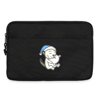 Schlafen Müde - Katze mit Kissen und Schlafmütze - Laptoptasche 13" - Schwarz - Vorne