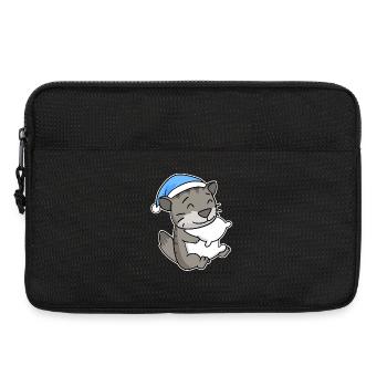 Dormir fatigué - Chat avec oreiller et bonnet somnolent - Sacoche pour ordinateur portable 13 pouces - noir - Devant
