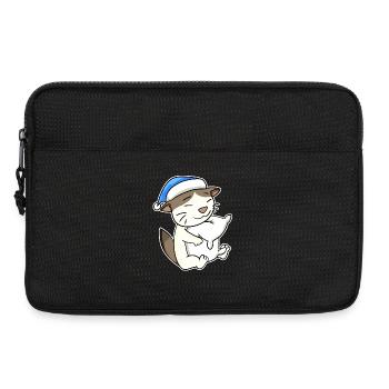 Schlafen Müde - Katze mit Kissen und Schlafmütze - Laptoptasche 13" - Schwarz - Vorne