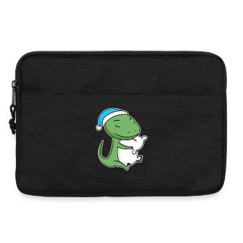 Lizard with pillow and sleepy cap - Laptop bag 13" - black - Front