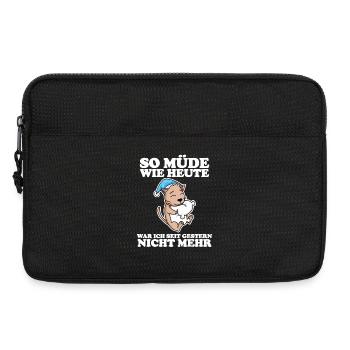 Müde Spruch lustig Schlafen Ausschlafen - Katze - Laptoptasche 13" - Schwarz - Vorne