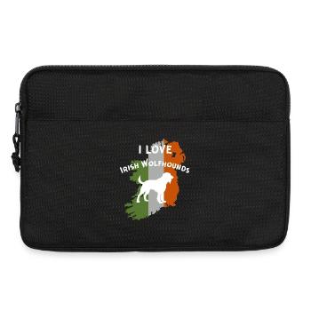 Irish Wolfhound Outline with Flag Motivation - Laptop bag 13" - black - Front