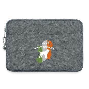 Irish Wolfhound Outline with Flag Motivation - Laptop bag 13" - heather grey - Front