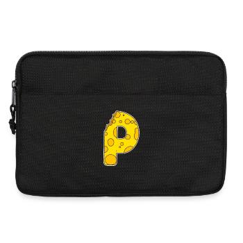 Letter P - Initial Letter P - Cheese Motif - Laptop bag 13" - black - Front