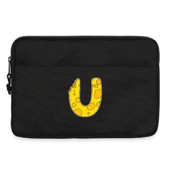 Buchstabe U - Anfangsbuchstabe U - Käse Motiv - Laptoptasche 13" - Schwarz - Vorne