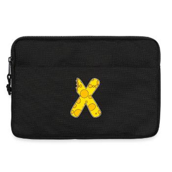Letter X - Initial Letter X - Cheese Motif - Laptop bag 13" - black - Front