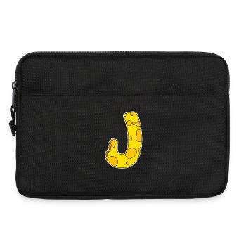 Lettre J - Lettre initiale J - Motif Fromage - Sacoche pour ordinateur portable 13 pouces - noir - Devant