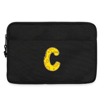 Letter C - Initial Letter C - Cheese Motif - Laptop bag 13" - black - Front