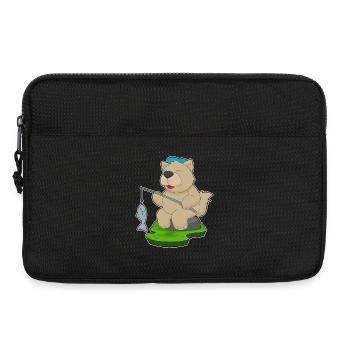 Hund Angler Fisch Angeln - Laptoptasche 13" - Schwarz - Vorne