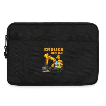 Baggerfahrer Bagger 4 Geburtstag Baggern 4 Jahre - Laptoptasche 13" - Schwarz - Vorne