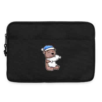 Ours avec oreiller et bonnet de couchage - Sacoche pour ordinateur portable 13 pouces - noir - Devant