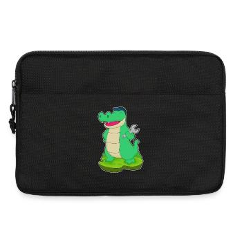 Krokodil Mechaniker Schraubenschlüssel Werkstatt - Laptoptasche 13" - Schwarz - Vorne