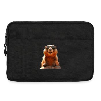 Murmeltier mit Sonnenbrille Nagetier Erdhörnchen - Laptoptasche 13" - Schwarz - Vorne