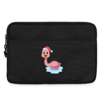 Chapeau de père Noël flamant rose - Sacoche pour ordinateur portable 13 pouces - noir - Devant