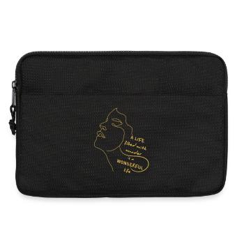 Vie pleine de merveilles – Citation sur l’art au trait - Sacoche pour ordinateur portable 13 pouces - noir - Devant