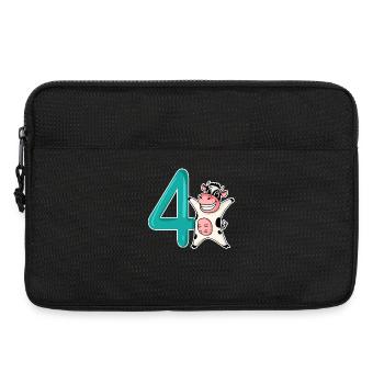 Motif 4ème anniversaire Vache - Quatre ans - Sacoche pour ordinateur portable 13 pouces - noir - Devant