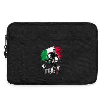 Joueur de football italien avec drapeau - Sacoche pour ordinateur portable 13 pouces - noir - Devant