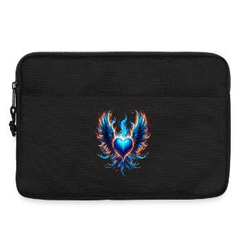 Coeur bleu mystique en flammes Cœur de phénix - Sacoche pour ordinateur portable 13 pouces - noir - Devant