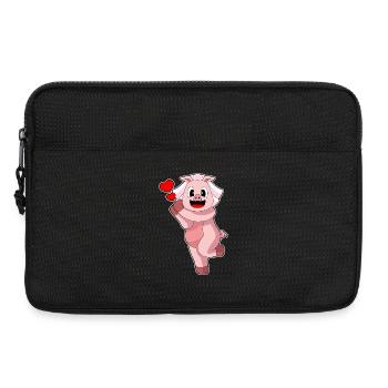 Schwein Braut Herz Hochzeit - Laptoptasche 13" - Schwarz - Vorne