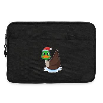 Canard Noël père Noël chapeau - Sacoche pour ordinateur portable 13 pouces - noir - Devant