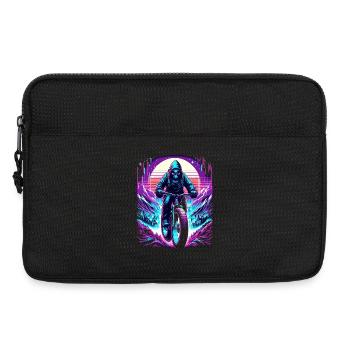 Skelett Fatbiker Synthwave Retro Fahrrad Fahrer - Laptoptasche 13" - Schwarz - Vorne