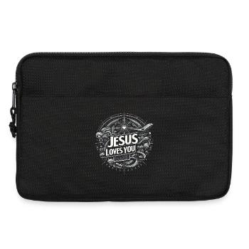 Jesus Loves You – Circle Design - Laptop bag 13" - black - Front