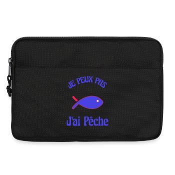 JE PEUX PAS. J'AI PÊCHE. PECHEUR. HUMOUR. RETRAITE - Sacoche pour ordinateur portable 13 pouces - noir - Devant
