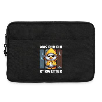 Lustige Möwe im Regencape "Was für ein Kackwetter" - Laptoptasche 13" - Schwarz - Vorne