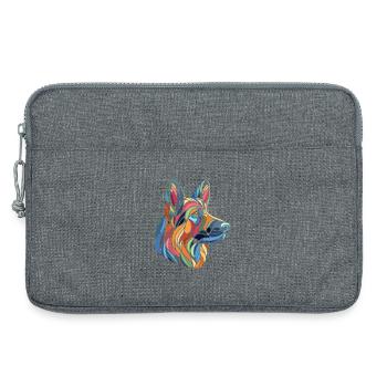 German Shepherd Dog Head Geometry Polygon Art - Laptop bag 13" - heather grey - Front