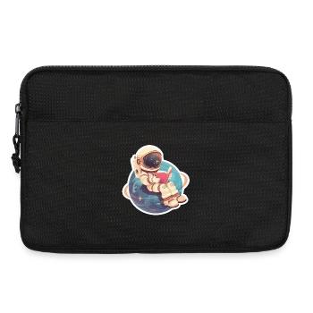 Süßer Astronaut liest ein Buch im Weltall - Laptoptasche 13" - Schwarz - Vorne