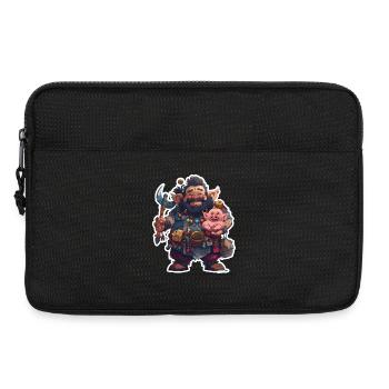 Guerrier nain sympathique avec cochon domestique - Sacoche pour ordinateur portable 13 pouces - noir - Devant